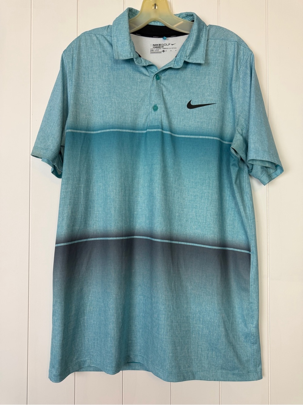 Nike Dri-Fit Mens Blue Ombré Polo with Black Swoosh